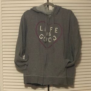 Life is Good grey zip up hoodie